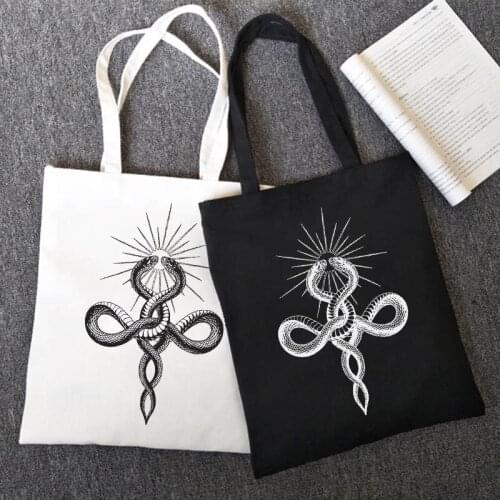 Snake anime y2k canvas bag Gothic casual hip-hop punk Vintage letter shopper bag large capacity Harajuku female shoulder bags