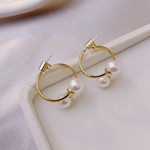 Classic Two Ways To Wear Quality Pearl Hoop Earrings Copper Gold Colour Fashion Earrings Jewelry Best Gift For Mom Friends