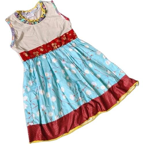 Summer Lovely dark red flower cotton Ruffle Little girls dress Two packages for postage
