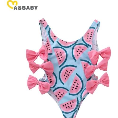 Ma&Baby 0-4Y Summer Toddler Newborn Infant Baby Girl Kid Swimsuit Watermelon Print Bow Swimwear Beachwear Bathing Suit