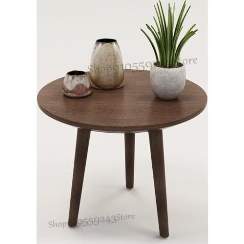 Nordic Solid Wood Round Table Modern Minimalist Living Room Sofa Corner Table Small Coffee Table Round Coffee Table