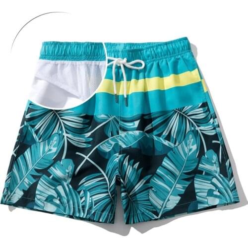 2021 New Print Breathable Beach Shorts Men Sexy Swimwear Bikinis Surf Swimsuit Swim Briefs Men gym Beachwear Sports Shorts