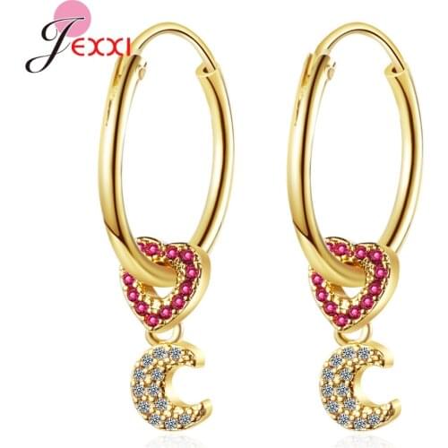 New Fashion Shiny Cubic Zirconia 925 Sterling Silver Earring Hoops Women Girls Romantic Valentines Day Jewelry Gifts