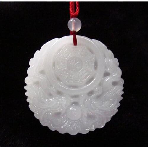 KYSZDL Antique hand-carved white stone dragon pendant fashion gossip natural stone jewelry gift free necklace rope