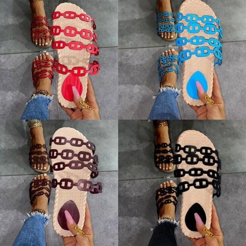 Flat Beach Slippers Ankle Strap Slip-on Sandals Women Hollowed Out Large Size Summer Slipper Solid Color Casual Shoes Female