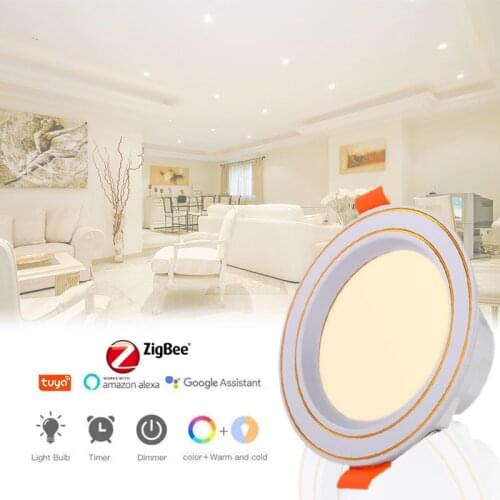 Zigbee LED Downlight Bulb Tuya Smart Life Dimming Lamp 10W RGB Change Warm Cool Light Remote Control Work With Alexa Google Home