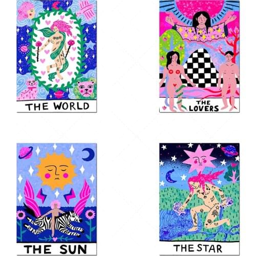 Lovers Tarot, Impression Star Tarot, World Tarot Impression, L'impression d'art Sun Tarot Poster