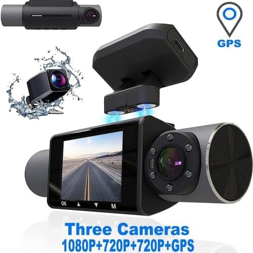 XYZCAM 3 Cameras Lens 2.0 Inch Touch Screen Car Dvr Video Recorder FHD 1080P Auto Dash Camera Support Rear View Camera