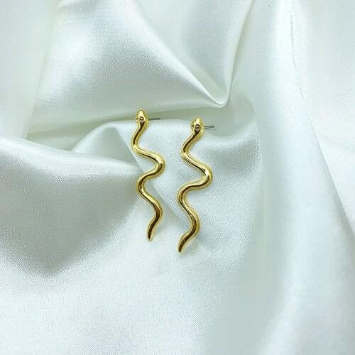 JOUVAL Long Snake Stud Earings For Women Girl Vintage Gold Color Animal Brincos Female Ear Stud Punk Gothic Fashion Jewelry 2021