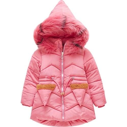 Girls Winter Coat Children Long Cotton Outerwear Korean Style Clothes Little Girl Thick Coat Christmas Costume Kid Hooded Zipper