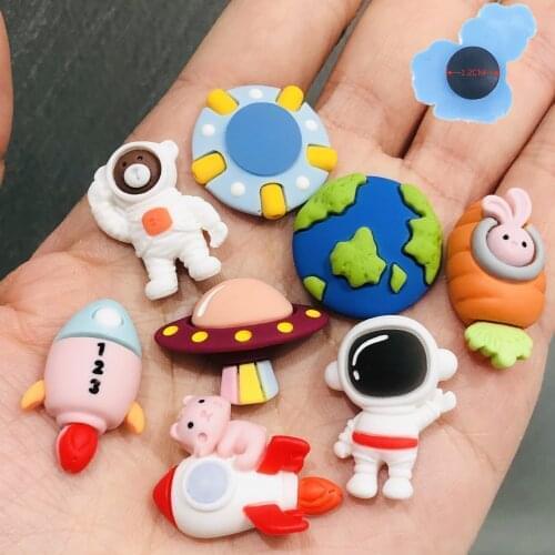 1pcs Astronaut UFO Cool Resin Shoes Accessories Garden Shoe Decorations For Croc Jibz Charm DIY Wristband Children X-mas Gift