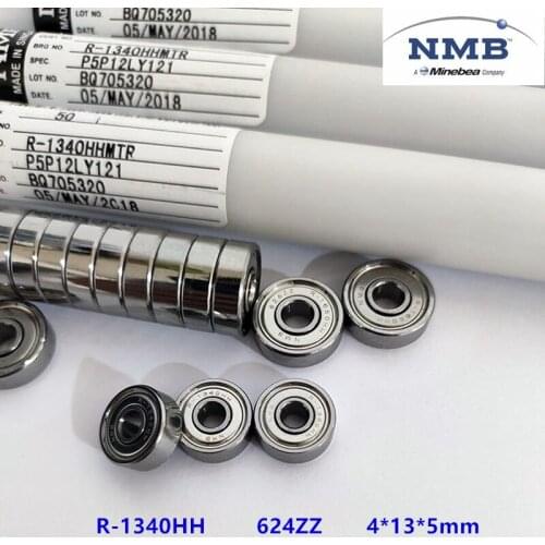 100pcs High quality ORIGINAL NMB Minebea 624ZZ R-1340HH 4*13*5mm high speed Miniature ball bearing Wire cut bearing 4x13x5 mm
