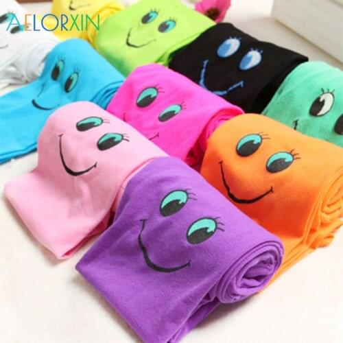 2Pcs/Lot 4-9 Years Fashion Smiley Eyes Velvet Childrens Pantyhose Baby Tights Children Solid Ballet Dance Party Stockings