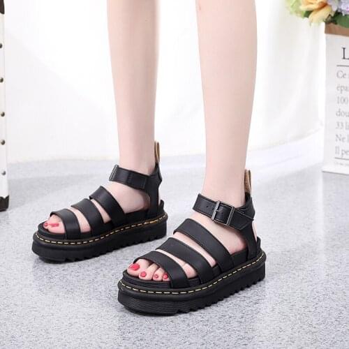2021 Summer Martens Shoes For Women Shoes Comfy Soft Women Sandals Wedge Low Heels Shoes Thick Bottom Ladies Sandals