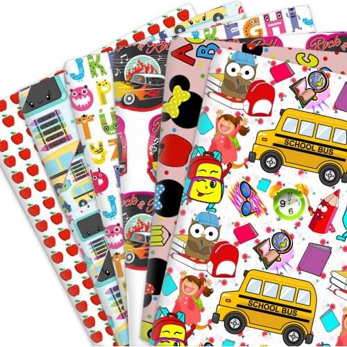 50*145cm School Apple Book100% Pure Or Polyester Cotton Or Stretch Satin Material Patchwork Sewing Fabrics Quilt DIY Cloth