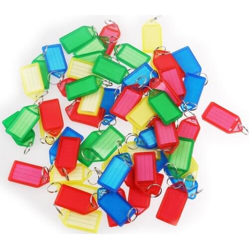 60pcs Multi-color Plastic Key Fobs Luggage ID Tags Labels with Key Rings (Random Color)