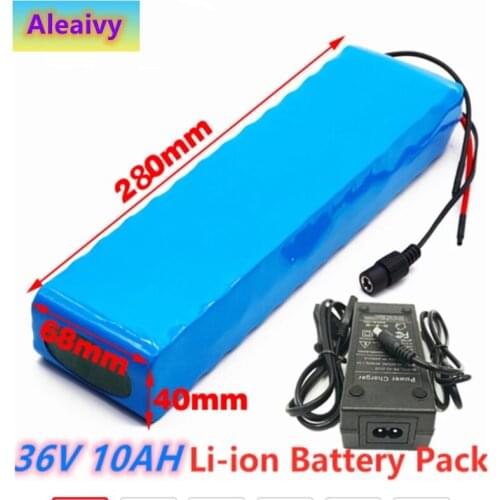 Aleaivy NEW 36V 10Ah 500w 10S3P Lithium ion Battery Pack For 42v E-bike Electric bicycle Scooter with 15A discharge BMS+charger