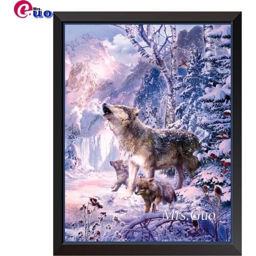 Full Square/Round Drill 5D DIY Diamond Painting "Howling Wolves,Snow Wolf" 3D Embroidery Cross Stitch 5D Home Decor Gift