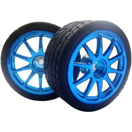 2pcs/lot 65mm Car Tyre Tire Wheels Tracing Barrier Car Chassis For RC Smart Car Robot Accessories Retail Dropship Free Shipping