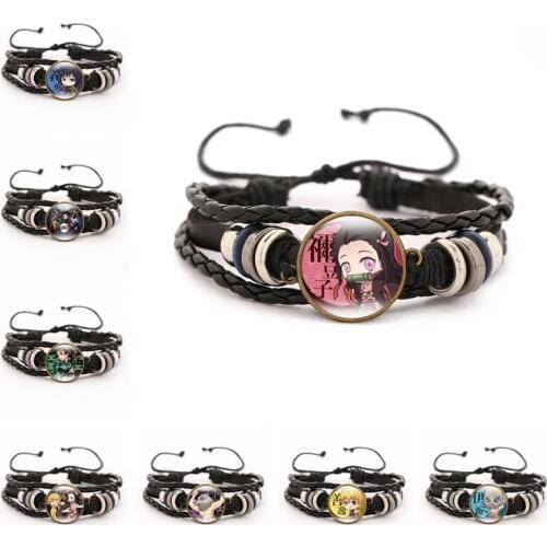 Demon Slayer Kimetsu No Yaiba Bracelet Cosplay Kamado Tanjirou Kamado Nezuko Pattern Wristband Jewelry Accessories Gifts