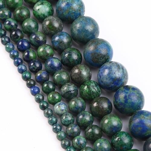 Azurite Beads Chrysocolla Lapis Natural Stone Loose Beads Needlework for Jewelry Making DIY Bracelet 4 6 8 10 12mm