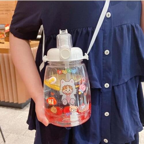 1300ml Water Bottle With Straw Plastic Portable Water Bottle For Drinking Tea Mug Outdoor For Girls Kawaii Bottles BPA FREE
