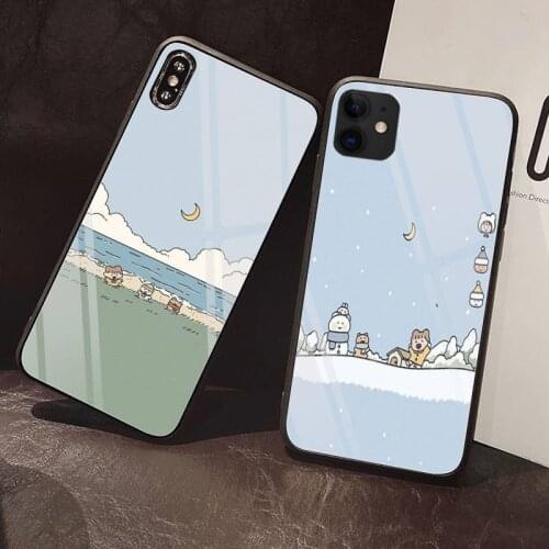 Cute bunny little girl Phone Case Tempered Glass For iPhone 12 Pro Max Mini 11 Pro XR XS MAX 8 X 7 6S 6 Plus SE 2020 case