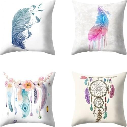 Nordic Style Decorative Feather Printed Cushions Covers Comfortable Car Sofa Pillow pillowcase