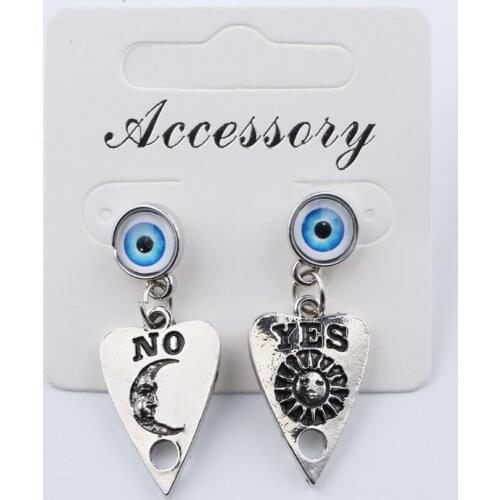 Gothic God of Eyes Ouijas Planchette Drop Earrings Witchcraft Board Sun Moon Yes No Heart Drop Earrings Fashion Jewelry