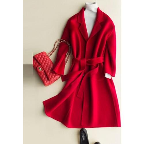 High Quality Female Casual Blends Outwear Fashion Double Side Sheep Shearing Coats Women Winter Long Woolen Jackets RE2014