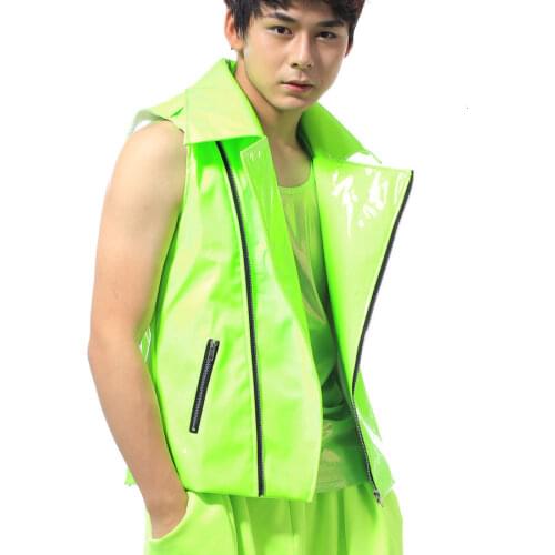 New style colorful Male vest Personality Splicing dance clothes nightclub bar singer ds Stage costumes