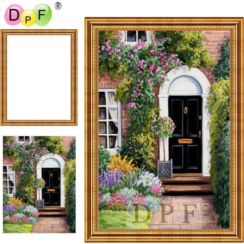 DPF Diamond Embroidery kit Doorway 5d Round full Diamond painting Cross Stitch with Framed Rhinestone home Decor painting