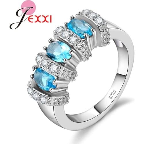 New Elegant Women Silver Ring Micro Inlay Full Cubic Zircon 5 Color Option 925 Sterling Silver Brand Jewelry for Female