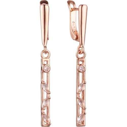 New Arrival 2021 Floral Shape Long Earrings White Stone 585 Rose Gold Color OfficeTop Fashion Women Jewelry Valentines Day Gift