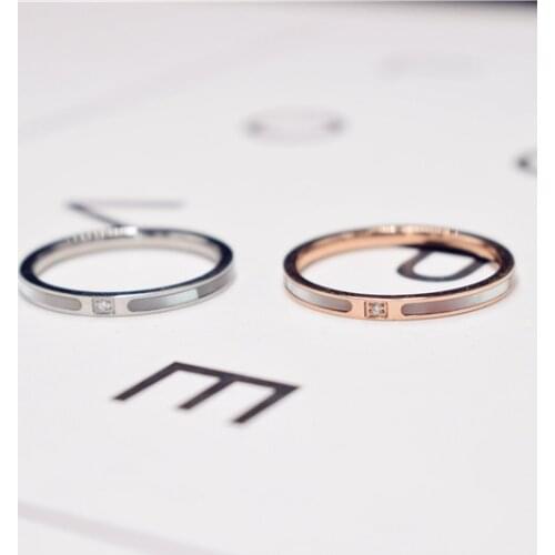 YUN RUO New Arrival Fashion Shell Zirconia Rings Rose Gold Color Fashion Titanium Steel Jewelry Birthday Gift Woman Never Fade