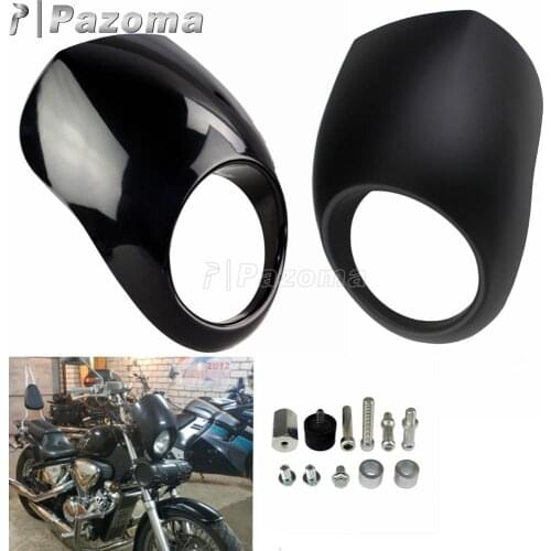 Cafe Racer 5.75" Headlight Fairing Cowl Motorcyle 39mm Fork 5 3/4" Headlamp Cover for Harley Sportster Dyna FX XL 1200 1973-2020