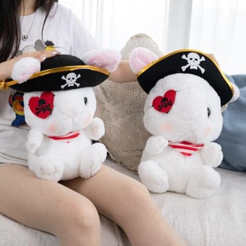 32-40 CM Pirate Rabbit Plush Toys Doll Peluche Pillow Cushion Easter One-Eyed Big Ears Bunny Stuffed Animals Toys Kids Gifts