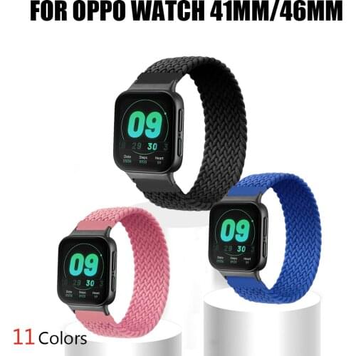 Nylon Elastic strap for Oppo watch band 41mm 46mm Braided Solo Loop bracelet wristbelt for Oppo watch correa 41mm 46mm