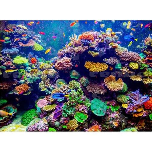 Full Square Diamond Painting Underwater Sea Fish Coral Reefs 5D DIY Cross Stitch Diamond Embroidery Rhinestone Mosaic Art