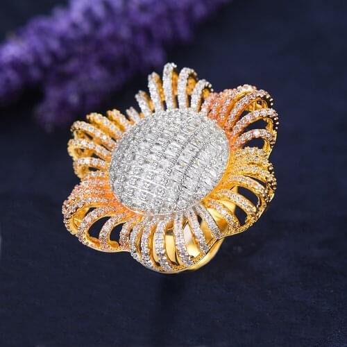 Blachette Dubai Charms Luxury Statement Hollow Flower Ring Fashion Noble For Women Bridal Wedding Party Brincos Para as Mulheres