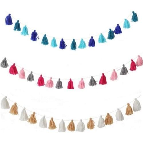 Hand Knitting Tassel Garland Banner Bunting Wall Hanging Decorations Backdrop