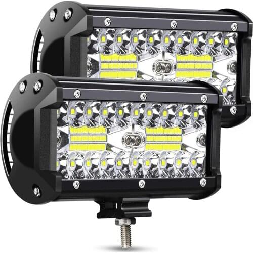 LED Light Bar Off Road 7-Inch 240-Watt Spot Flood Combo Beam Waterproof Submersible Driving Fog Lights for Truck Trailer Pickup