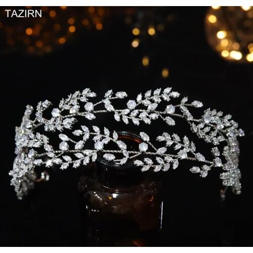 Newest Cubic Zirconia Tiaras CZ Hair Vine Crowns Bride Headpieces Bridal Hair Jewelry Accessories For Women Party Headwear