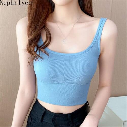 Tank Tops Sexy Crop Vest Solid Harajuku Korean Female Off Shoulder striped Khaki White Summer Women Tops