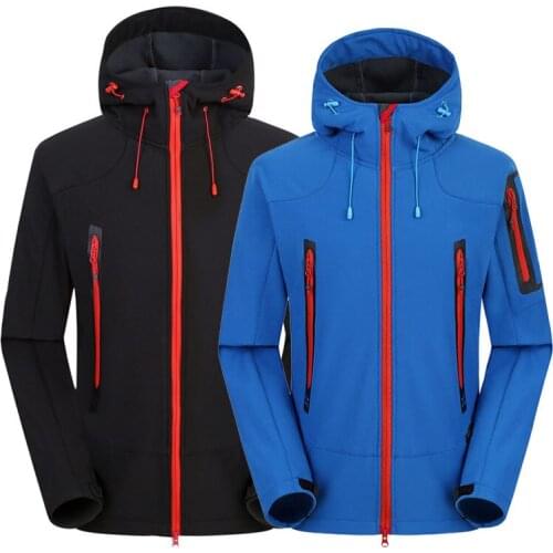 Outdoor soft shell mens single-layer fleece jacket women waterproof and breathable plus velvet padded jacket