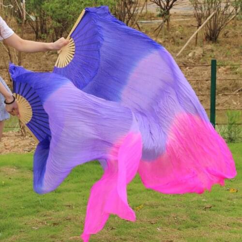 2016 High Quality Silk Belly Dance Fan Dance 100% Real Silk Veils Left+right blue Colors ROYAL BLUE LIGHT PURPLE ROSE RED