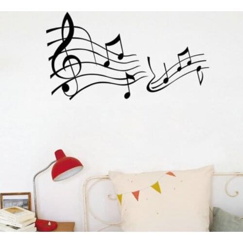 Vinyl Music Wall Sticker Living Room Bedroom Music Notes Decorative Hallway Black Vinyl Wall Art Sticker Home Decor H72