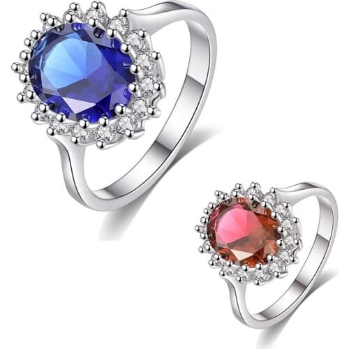 Women Ring Princess Ring Blue Zircon Transparent Noble Engagement Party Fashion Jewelry Fine Jewelry Decorations Girl Friend Gif