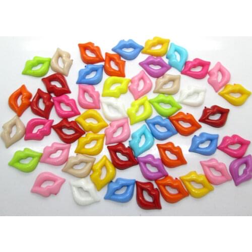 100Pcs Mixed Acrylic Lips Beads Decoration Crafts Flatback Cabochon Scrapbooking Fit Phone Embellishments Diy Accessories