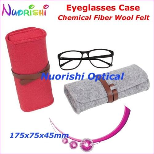 20pcs With Strapped Leather Belt Strips 6 Colors Felting Wool Fibre Glasses Eyeglass Sunglass Case Box WF02 Free Shipping